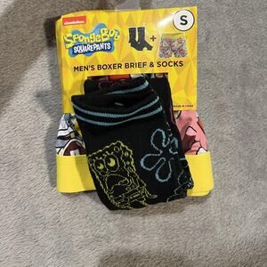 SpongeBob SquarePants Boxer Brief Socks Set Mens Small Cartoon Underwear Gift